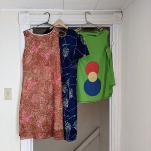 Lot of 3 vtg (2 look handmade) dresses
